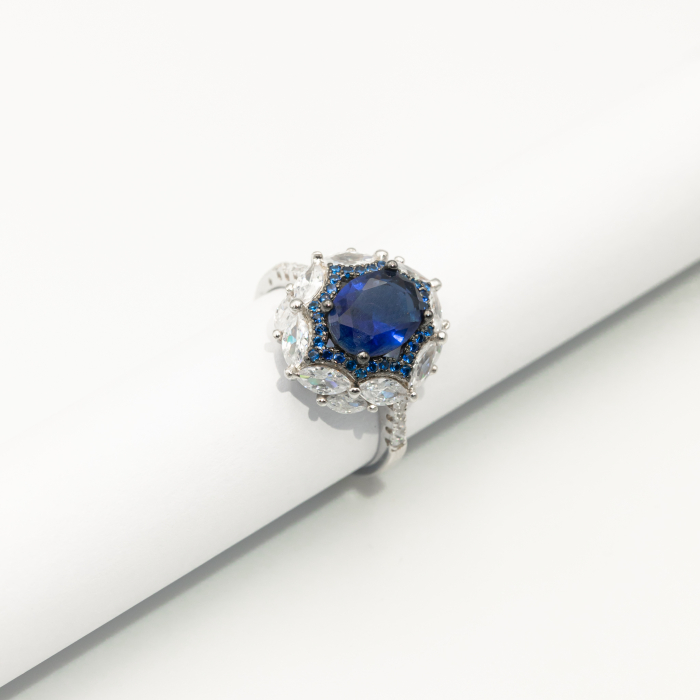 Inel Din Argint Cu Zirconia Blue Saphire [2]