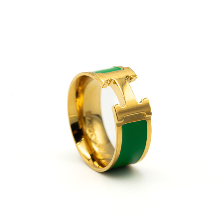 Inel Hermina Verde Placat Cu Aur Galben Ivy [2]