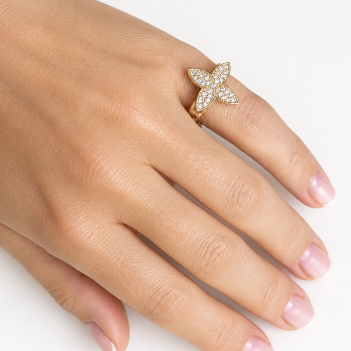 Inel Flower LV Cu Cristale Zirconia [2]