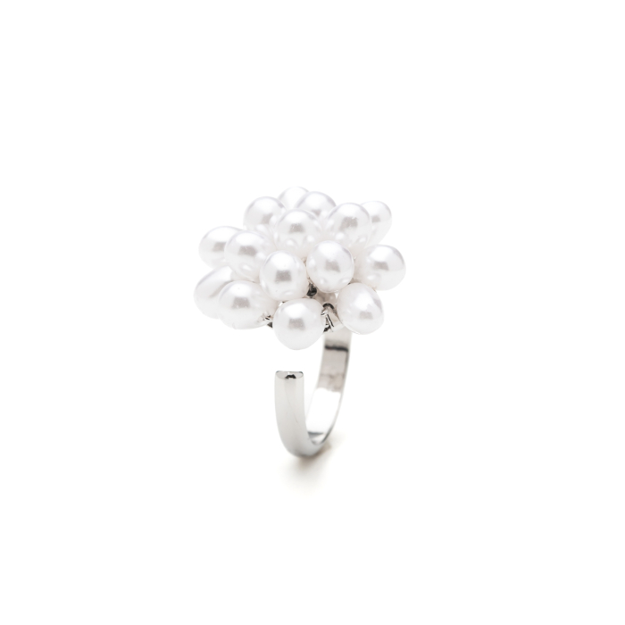 Inel Reglabil Argintiu Flower Of Pearls [2]