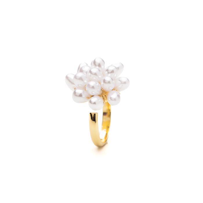 Inel Reglabil Auriu Flower Of Pearls [3]
