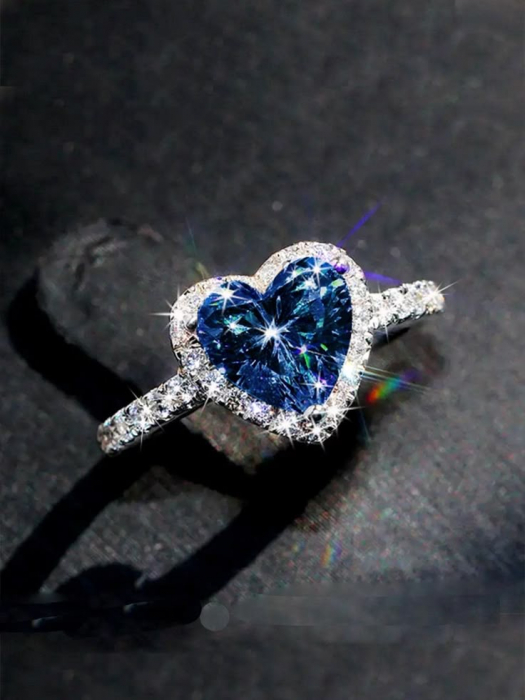 Inel Strălucitor Pandora Style Blue Saphire [3]
