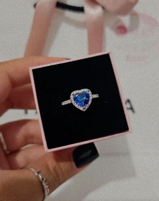 Inel Strălucitor Pandora Style Blue Saphire [2]