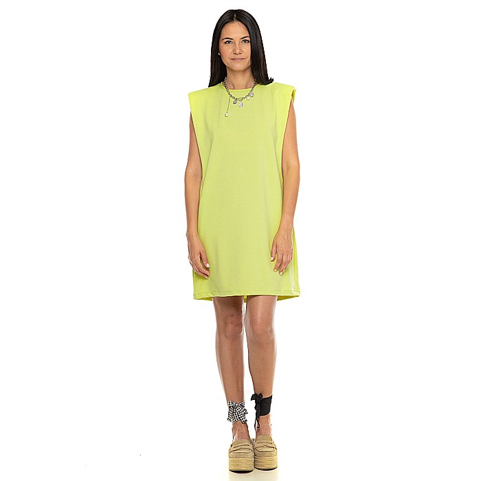 Rochie Verde Măr Cu Umeri Supradimensionați [2]