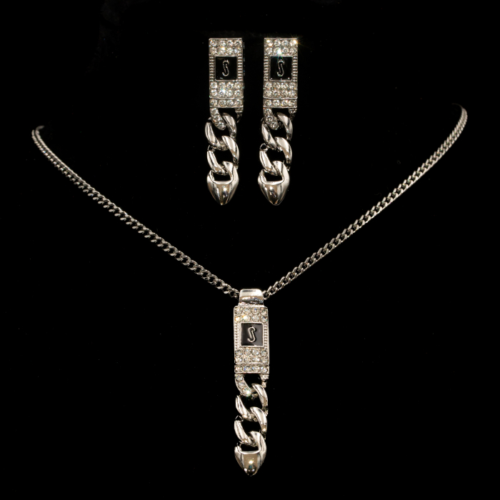 Set Placat Cu Aur Alb În Stil Monaco Colier și Cercei [2]