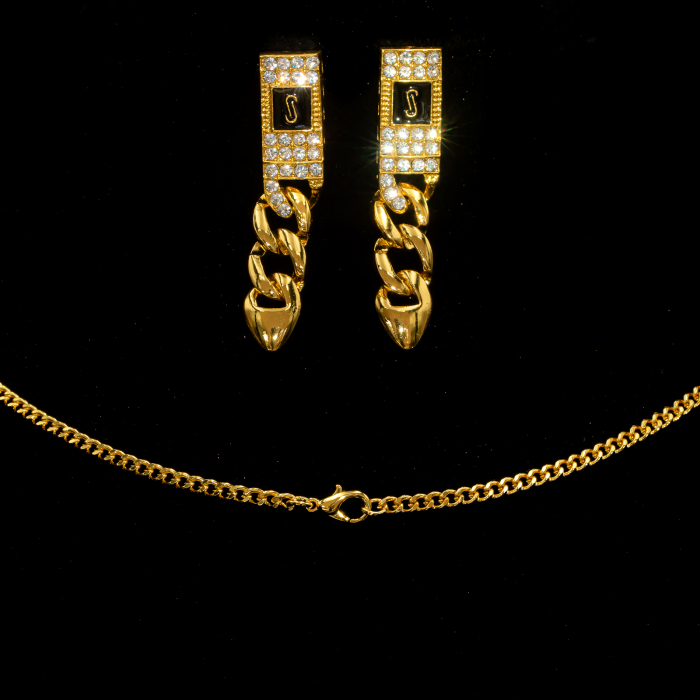 Set Placat Cu Aur Galben În Stil Monaco Colier și Cercei [3]