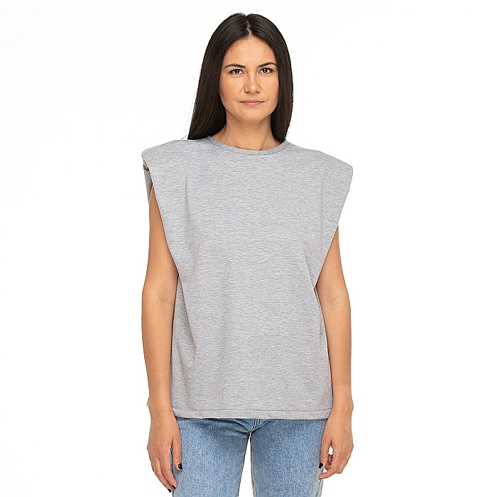Tricou Gri Cu Umeri Supradimensionați [2]