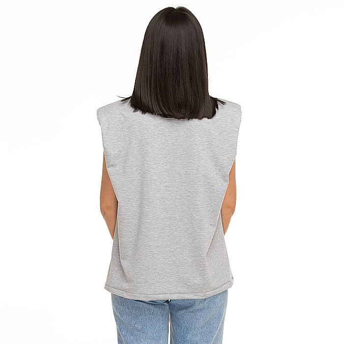Tricou Gri Cu Umeri Supradimensionați [4]