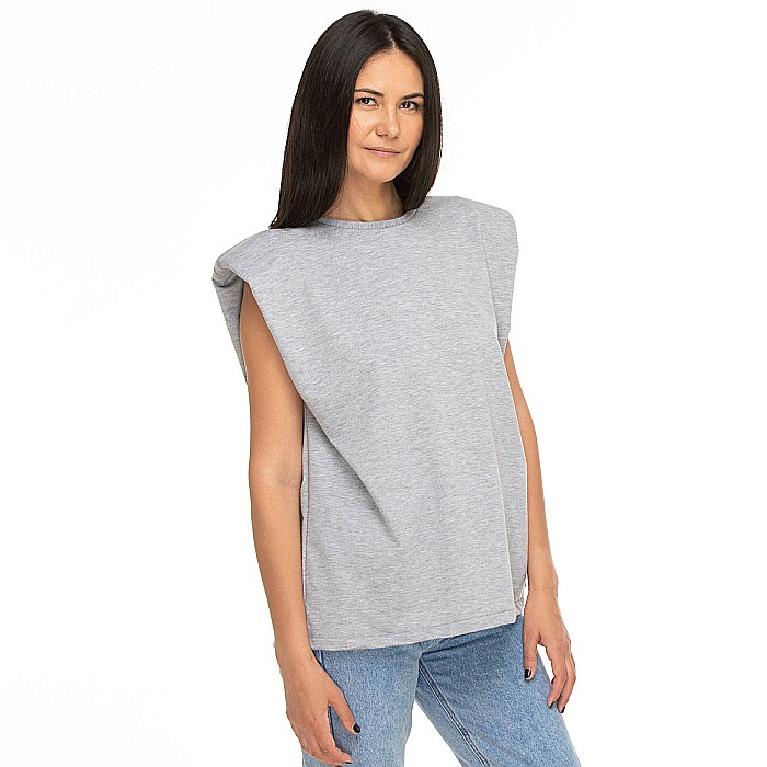 Tricou Gri Cu Umeri Supradimensionați [3]