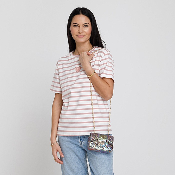 Tricou Love Cu Dungi Roz [3]