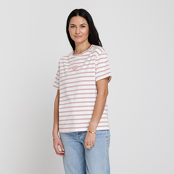 Tricou Love Cu Dungi Roz [2]