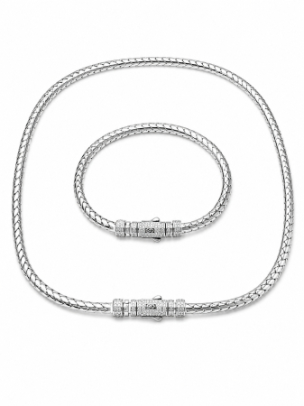 COLECȚIA MONACO - Set Bijuterii Unisex Monaco Argintiu