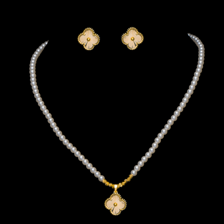 COLECȚIA BIJUTERII FLORI ALHAMBRA - Set Bijuterii Perle Colier+Cercei Arletta