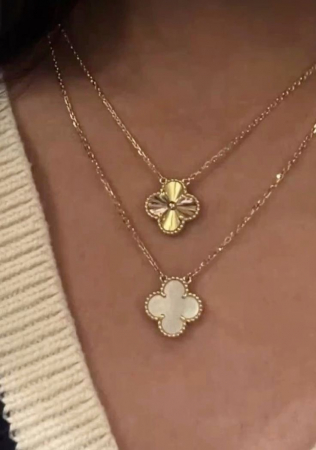 COLECȚIA BIJUTERII FLORI ALHAMBRA - Set Coliere Floare Gold & Sidef White