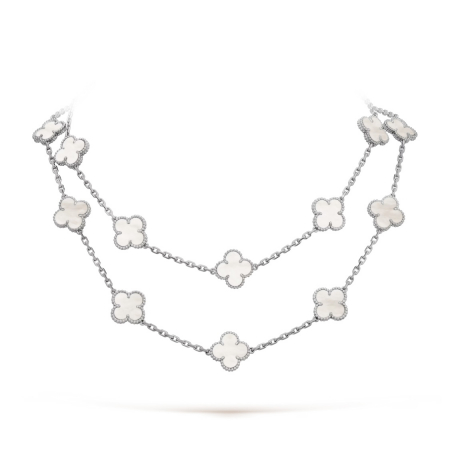 Colier Alhambra Placat cu Aur Alb de 14K cu 20 Flori Sidef [2]