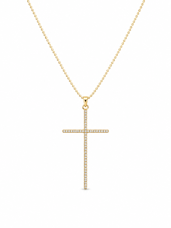 TOATE REDUCERILE - Colier Auriu Cruce Cu Cristale Zirconia