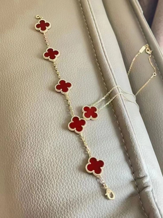 Valentine's Day - Set Bijuterii Colier Și Brățară Floare Roșu-Vișiniu