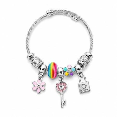 TOATE PRODUSELE - Brățară Argintie Tip Pandora Cu Charmuri Multicolore