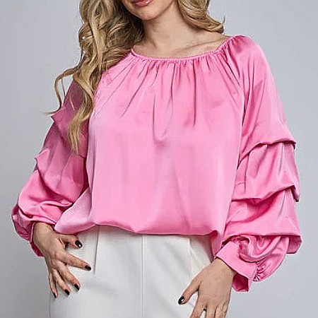 OUTLET - Bluză Satin Roz Barbie