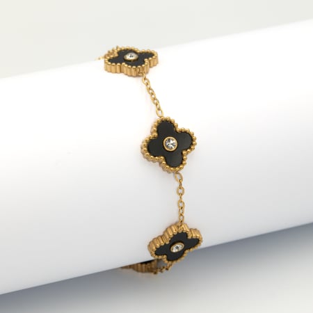 NOUTĂȚI - Brățară Alhambra Cu Flori Glitter Onyx