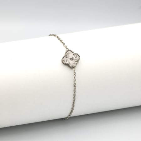 NOUTĂȚI - Brățară Alhambra cu Pandantiv Floare Silver