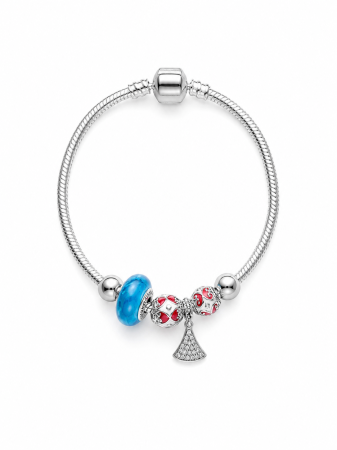 TOATE PRODUSELE - Brățară Argintie Tip Pandora Cu Charmuri Blue Vibes