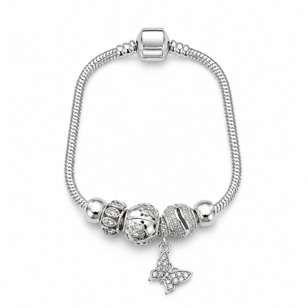 TOATE PRODUSELE - Brățară Argintie Tip Pandora Cu Charmuri Silver Butterfly