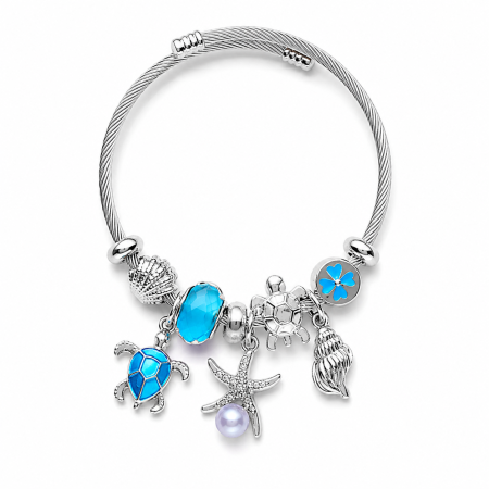 TOATE PRODUSELE - Brățară Argintie Tip Pandora Cu Charmuri Blue Marin