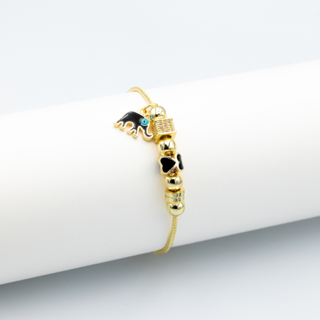 COLECȚIA TIP PANDORA - Brățară Aurie Tip Pandora Cu Charmuri Black&Gold