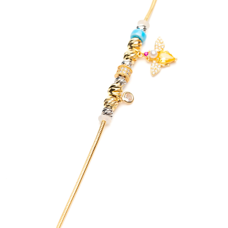 Brățară Aurie Tip Pandora Cu Charmuri Blue Bee [1]