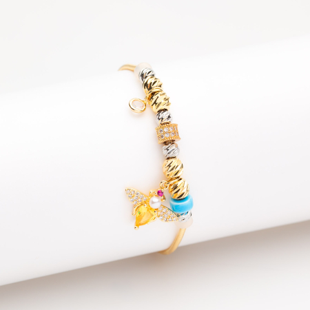 BRĂȚĂRI - Brățară Aurie Tip Pandora Cu Charmuri Blue Bee