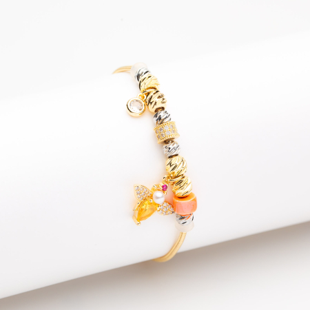 TOATE PRODUSELE - Brățară Aurie Tip Pandora Cu Charmuri Golden Bee