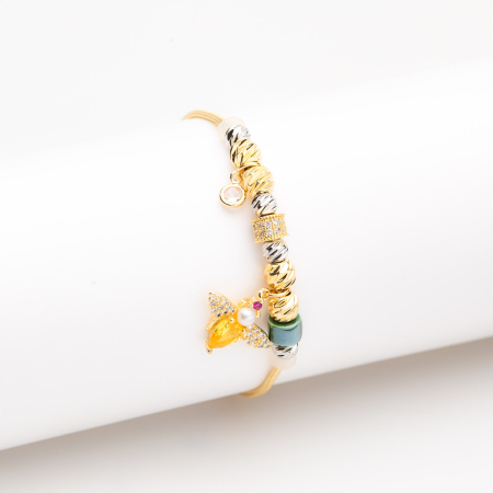 TOATE PRODUSELE - Brățară Aurie Tip Pandora Cu Charmuri Green Bee