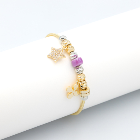 COLECȚIA TIP PANDORA - Brățară Aurie Tip Pandora Cu Charmuri Shining Star