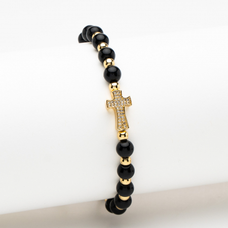 BIJUTERII BĂRBAȚI - Brățară Reglabilă Handmade Cu Pandantiv Cruce Faith