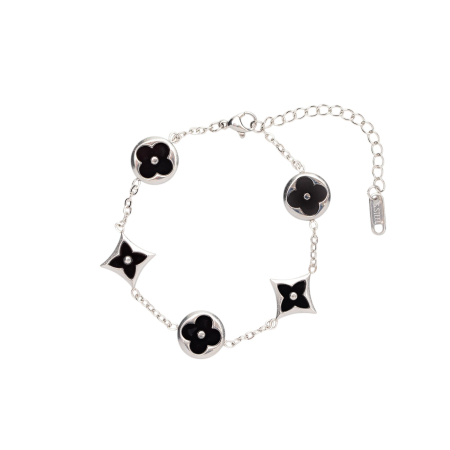 BRĂȚĂRI - Brățară LV Argintie Black Flowers