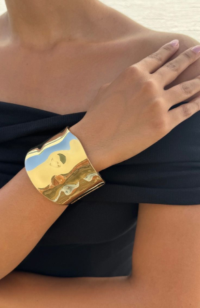 BRĂȚĂRI - Brățară Masivă Fixă Placată Cu Aur Sienna