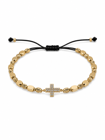 TOATE PRODUSELE - Brățară Reglabilă Gold Cu Pandantiv Cruce Și Cristale Zirconia