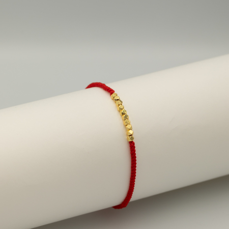 BRĂȚĂRI - Brățară Reglabilă Handmade cu Biluțe Geometrice Aurii