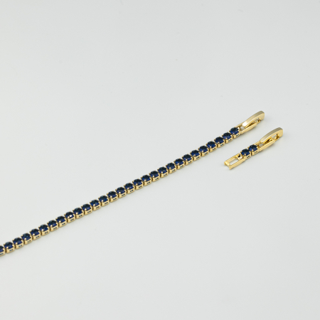 Brățară Tennis Albastră Placată Cu Aur [4]