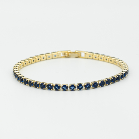 Brățară Tennis Albastră Placată Cu Aur [2]