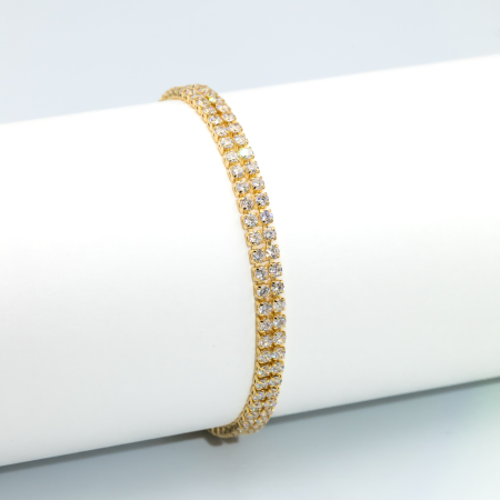 BRĂȚĂRI - Brățară Tennis Aurie Dublă Placată Cu Aur