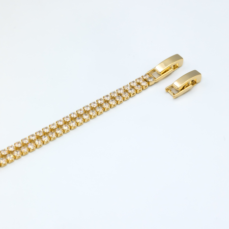 Brățară Tennis Aurie Dublă Placată Cu Aur [3]