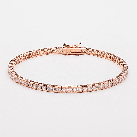BRĂȚĂRI ARGINT - Brățară Tennis Din Argint Placată Cu Aur Rose De 18K Diamond Look
