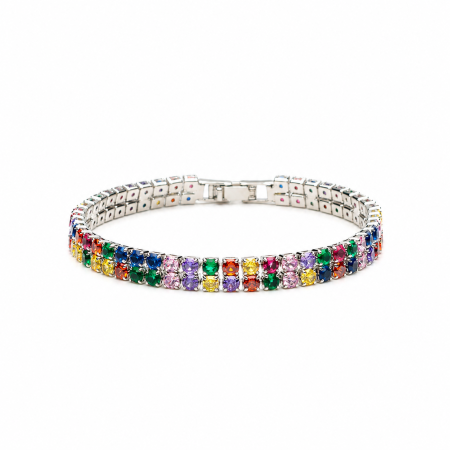 TOATE PRODUSELE - Brățară Tennis Multicoloră Dublă Placată Cu Aur