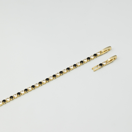 Brățară Tennis Placată Cu Aur Black& White [2]