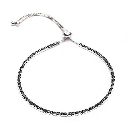BRĂȚĂRI TENNIS - Brățară Tennis Reglabilă Din ARGINT 925 Și Cristale Zirconia Negre