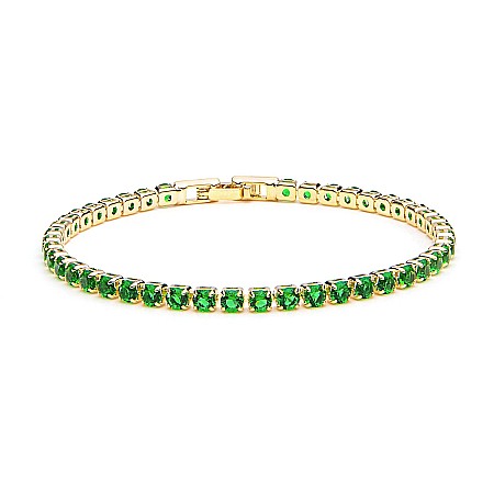 BRĂȚĂRI - Brățară Tennis Verde Placată Cu Aur Galben