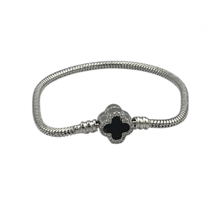COLECȚIA BIJUTERII FLORI ALHAMBRA - Brățară Tip Pandora Cu Charm Negru Alhambra