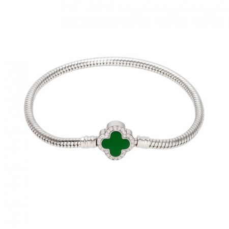 NOUTĂȚI - Brățară Tip Pandora Cu Charm Verde Alhambra